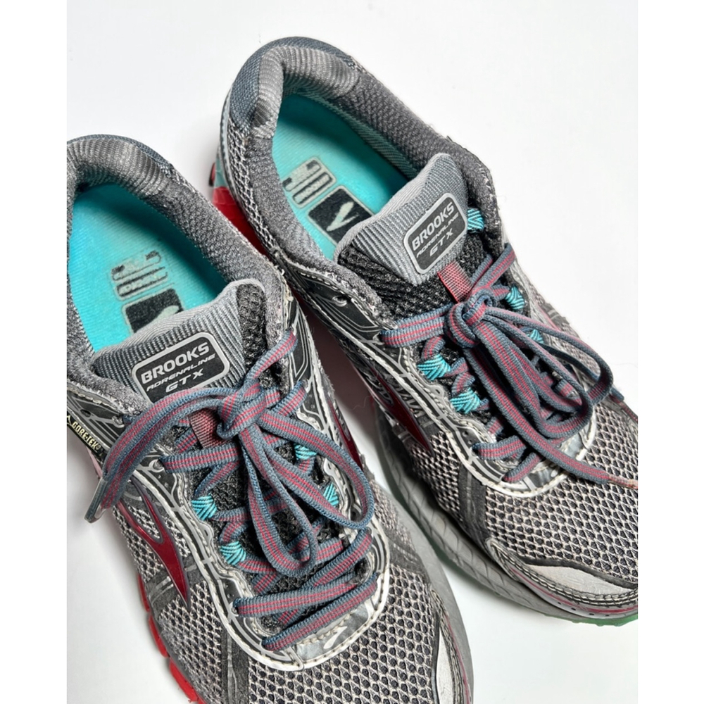Brooks Womans Sneakers GTX Running Shoes Training Gray Red Size 8 Gore-tex - Picture 3 of 9